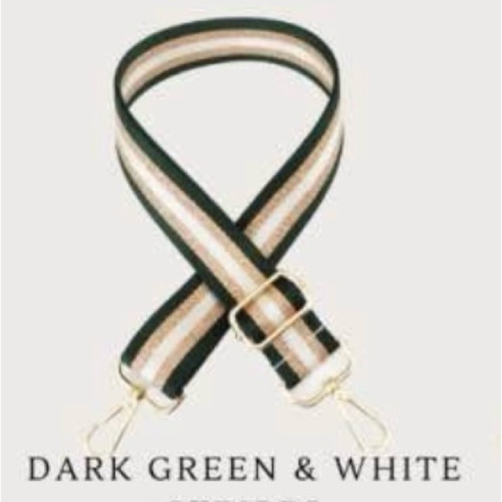 Dark Green & White Striped Bag Strap